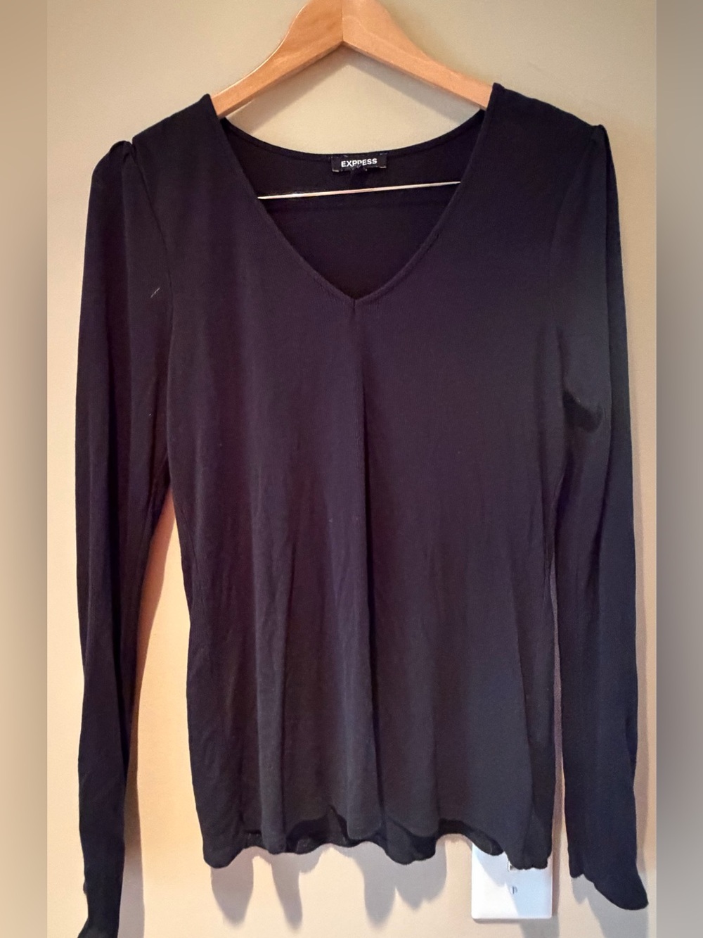 Express Black V-Neck Long Sleeve Top Large